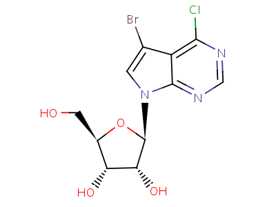 7H-pyrrolo[2,3-d]pyrimidine,5-bromo-4-chloro-7-b-d-ribofuranosyl- Structure,24385-15-7Structure