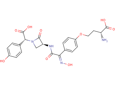 (2R)-2-Amino-4-[4-[N-Hydroxy-C-[[(3S)-1-[(1R)-2-Hydroxy-1-(4-Hydroxyphenyl)-2-Oxoethyl]-2-Oxoazetidin-3-Yl]Carbamoyl]Carbonimidoyl]Phenoxy]Butanoic Acid Structure,39391-39-4Structure