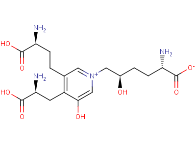 4-((2S)-2-amino-2-carboxyethyl)-1-((2r,5s)-5-amino-5-carboxy-2-hydroxypentyl)-3-((3s)-3-amino-3-carboxypropyl)-5-hydroxy-pyridinium inner salt Structure,63800-01-1Structure