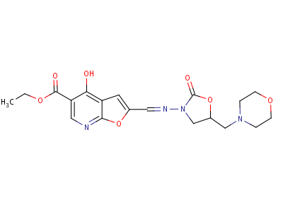 Ethyl 4-hydroxy-2-(((5-(4-morpholinylmethyl)-2-oxo-1,3-oxazolidin-3-yl)imino)methyl)furo[2,3-b]pyridine-5-carboxylate Structure,6599-84-4Structure