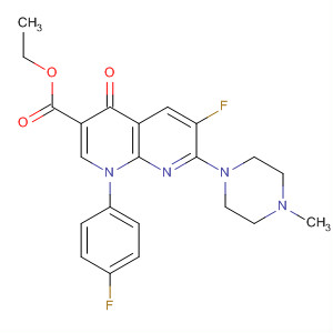 Ethyl 6-fluoro-1-(4-fluorophenyl)-7-(4-methylpiperazin-1-yl)-4-oxo-1,4-dihydro-1,8-naphthyridine-3-carboxylate Structure,100491-52-9Structure