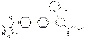 Ethyl 1-(2-chlorophenyl)-5-(4-(4-(3,5-dimethylisoxazole-4-carbonyl)piperazin-1-yl)phenyl)-1h-pyrazole-3-carboxylate Structure,1007483-08-0Structure