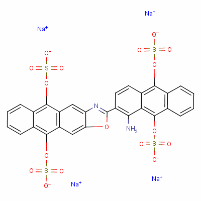 Tetrasodium 2-[1-amino-9,10-bis(sulphonatooxy)-2-anthryl]anthra[2,3-d]oxazole-5,10-diyl bis(sulphate) Structure,10126-90-6Structure