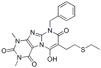 Pyrimido[2,1-f]purine-2,4,8(1h,3h,9h)-trione, 7-[2-(ethylthio)ethyl]-6-hydroxy-1,3-dimethyl-9-(phenylmethyl)- Structure,102212-66-8Structure