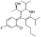 2,4-Cyclohexadien-1-one, 6-[3-butyl-5-[(1R)-1-hydroxyethyl]-2,6-bis(1-methylethyl)-4(1H)-pyridinylidene]-3-fluoro-, (6E)- Structure,1026916-66-4Structure