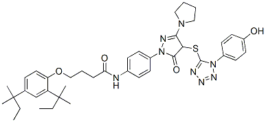 N-[4-[4,5-dihydro-4-[1-(4-hydroxyphenyl)-1h-tetrazol-5-ylthio]-5-oxo-3-pyrrolidino-1h-pyrazol-1-yl]phenyl]-4-(2,4-di-tert-pentylphenoxy)butyramide Structure,107047-28-9Structure