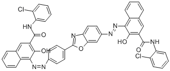 N-(2-chlorophenyl)-4-4-6-3-(2-chlorophenyl)aminocarbonyl-2-hydroxy-1-naphthalenylazo-benzoxazolylphenylazo-3-hydroxy-2-naphthalenecarboxamide Structure,107047-67-6Structure