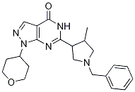 4H-pyrazolo[3,4-d]pyrimidin-4-one, 1,5-dihydro-6-[(3r,4r)-4-methyl-1-(phenylmethyl)-3-pyrrolidinyl]-1-(tetrahydro-2h-pyran-4-yl)-, rel- Structure,1082743-69-8Structure