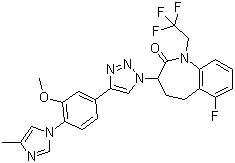 6-Fluoro-1,3,4,5-tetrahydro-3-[4-[3-methoxy-4-(4-methyl-1H-imidazol-1-yl)phenyl]-1H-1,2,3-triazol-1-yl]-1-(2,2,2-trifluoroethyl)-2H-1-Benzazepin-2-one Structure,1093978-89-2Structure