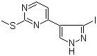 Pyrimidine, 4-(3-iodo-1H-pyrazol-4-yl)-2-(methylthio)- Structure,1111638-74-4Structure