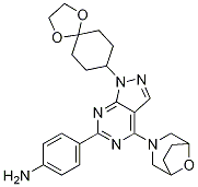 4-(4-(8-Oxa-3-azabicyclo[3.2.1]octan-3-yl)-1-(1,4-dioxaspiro[4.5]decan-8-yl)-1h-pyrazolo[3,4-d]pyrimidin-6-yl)aniline Structure,1144068-84-7Structure