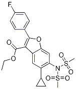 3-Benzofurancarboxylic acid, 6-[bis(methylsulfonyl)amino]-5-cyclopropyl-2-(4-fluorophenyl)-, ethyl ester Structure,1185313-40-9Structure