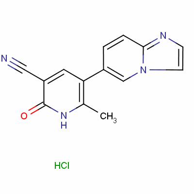 3-Pyridinecarbonitrile, 1,2-dihydro-5-imidazo[1,2-a]pyridin-6-yl-6-methyl-2-oxo-, monohydrochloride Structure,119615-63-3Structure