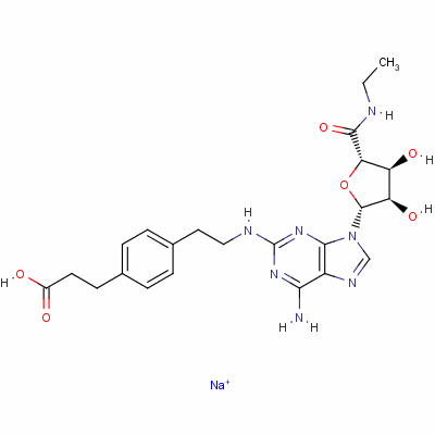 Sodium 3-[4-[2-[[6-amino-9-[(2r,3r,4s,5s)-5-(ethylcarbamoyl)-3,4-dihydroxyoxolan-2-yl]purin-2-yl]amino]ethyl]phenyl]propanoate Structure,120225-64-1Structure