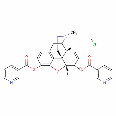 (5Alpha,6alpha)-7,8-didehydro-4,5-epoxy-17-methylmorphinan-3,6-diyl bispyridine-3-carboxylate hydrochloride Structure,12040-41-4Structure