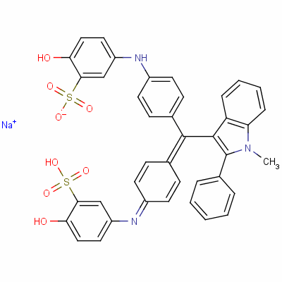 Sodium 2-hydroxy-5-({4-[{4-[(4-hydroxy-3-sulfophenyl)amino]phenyl}(1-methyl-2-phenyl-1h-indol-3-yl)methylene]-2,5-cyclohexadien-1-ylidene}amino)benzenesulfonate Structure,12219-30-6Structure