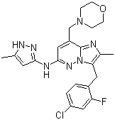 3-(4-Chloro-2-fluorobenzyl)-2-methyl-n-(3-methyl-1h-pyrazol-5-yl)-8-(morpholinomethyl)imidazo[1,2-b]pyridazin-6-amine Structure,1229236-86-5Structure