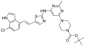 Tert-butyl4-(6-((5-(2-(7-chloro-1h-indol-4-yl)vinyl)thiazol-2-yl)amino)-2-methylpyrimidin-4-yl)piperazine-1-carboxylate Structure,1245652-85-0Structure