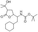 (2-Cyclohexyl-1-[4-(1-hydroxy-1-methyl-ethyl)-5-oxo-tetrahydro-furan-2-yl]-ethyl)-carbamic acid tert-butyl ester Structure,125016-14-0Structure