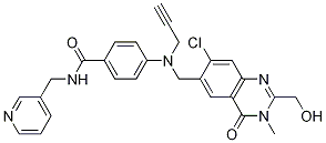 4-(((7-Chloro-2-(hydroxymethyl)-3-methyl-4-oxo-3,4-dihydroquinazolin-6-yl)methyl)(prop-2-ynyl)amino)-n-(pyridin-3-ylmethyl)benzamide Structure,1258400-25-7Structure