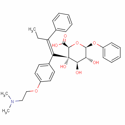 (2S,3s,4r,5r,6s)-3-[(z)-1-[4-(2-dimethylaminoethoxy)phenyl]-2-phenylbut-1-enyl]-3,4,5-trihydroxy-6-(phenoxy)oxane-2-carboxylic acid Structure,128255-45-8Structure