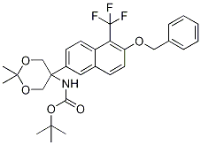 Tert-butyl 5-(6-benzyloxy-5-(trifluoromethyl)naphthalen-2-yl)-2,2-dimethyl-1,3-dioxan-5-ylcarbamate Structure,1296716-89-6Structure