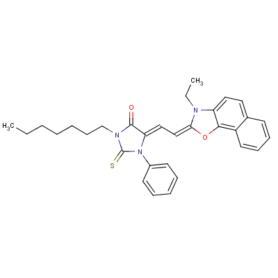 5-[(3-Ethylnaphth[2,1-d]oxazol-2(3h)-ylidene)ethylidene]-3-heptyl-1-phenyl-2-thioxoimidazolidin-4-one Structure,13242-16-5Structure