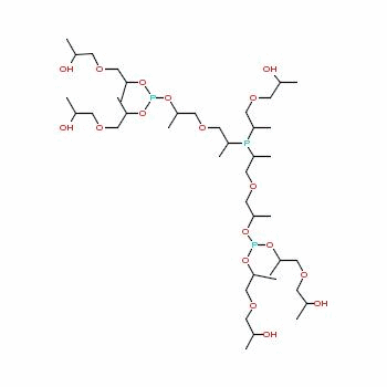 Phosphorous acid 2-(2-hydroxypropoxy)-1-methylethylbis[13-hydroxy-7-[2-(2-hydroxypropoxy)-1-methylethoxy]-1,5,9-trimethyl-3,6,8,11-tetraoxa-7-phosphatetradec-1-yl]ester Structure,13474-96-9Structure