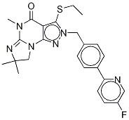 3-(Ethylthio)-2-[[4-(5-fluoro-2-pyridinyl)phenyl]methyl]-7,8-dihydro-5,7,7-trimethyl-2h-imidazo[1,2-a]pyrazolo[4,3-e]pyrimidin-4(5h)-one Structure,1415809-03-8Structure