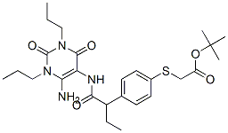 Acetic acid, [[4-[1-[[(6-amino-1,2,3,4-tetrahydro-2,4-dioxo-1,3-dipropyl-5-pyrimidinyl)amino]carbonyl]propyl]phenyl]thio]-, 1,1-dimethylethyl ester (9ci) Structure,144871-98-7Structure