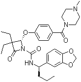 (2S)-n-[(1r)-1-(1,3-benzodioxol-5-yl)butyl]-3,3-diethyl-2-[4-[(4-methyl-1-piperazinyl)carbonyl]phenoxy]-4-oxo-1-azetidinecarboxamide Structure,157341-41-8Structure