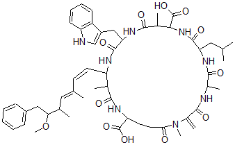 15-(1H-indol-3-ylmethyl)-18-[(1z,3e)-6-methoxy-3,5-dimethyl-7-phenylhepta-1,3-dienyl]-1,5,12,19-tetramethyl-2-methylidene-8-(2-methylpropyl)-3,6,9,13,16,20,25-heptaoxo-1,4,7,10,14,17,21-heptazacyclope Structure,157622-02-1Structure