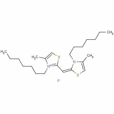 3-Heptyl-2-[(3-heptyl-4-methyl-3h-thiazol-2-ylidene)methyl]-4-methylthiazolium iodide Structure,15763-48-1Structure