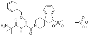 2-Amino-n-[(1r)-2-[1,2-dihydro-1-(methylsulfonyl)spiro[3h-indole-3,4’-piperidin]-1’-yl]-2-oxo-1-[(phenylmethoxy)methyl]ethyl]-2-methylpropanamide methanesulfonate Structure,159752-10-0Structure