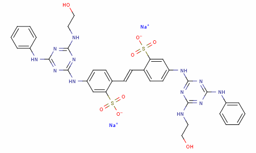 Benzenesulfonic acid, 2,2-(1,2-ethenediyl)bis[ 5-[[4-[(2-hydroxyethyl)amino]-6-(phenylamino)-1,3 ,5-triazin-2-yl]amino]-, disodium salt Structure,17958-73-5Structure