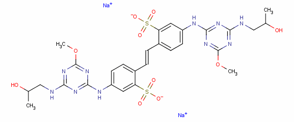 Benzenesulfonic acid, 2,2-(1,2-ethenediyl)bis[ 5-[[4-[(2-hydroxypropyl)amino]-6-methoxy-1,3,5-triazin-2-yl]amino]-, disodium salt Structure,20179-35-5Structure