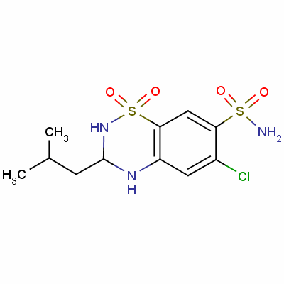 6-Chloro-3-(2-methylpropyl)-1,1-dioxo-3,4-dihydro-2h-benzo[e][1,2,4]thiadiazine-7-sulfonamide Structure,2043-38-1Structure