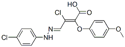 3-Chloro-4-[2-(4-chlorophenyl)hydrazono]-2-(4-methoxyphenoxy)but-2-enoic acid Structure,220088-44-8Structure