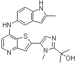 2-(1-Methyl-5-(7-(2-methyl-1h-indol-5-ylamino)thieno[3,2-b]pyridin-2-yl)-1h-imidazol-2-yl)propan-2-ol Structure,225382-64-9Structure