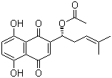 Acetylshikonin: 1,4-naphthalenedione,2-[1-(acetyloxy)-4-methyl-3-pentenyl]-5,8-dihydroxy-, (r)-, Structure,24502-78-1Structure