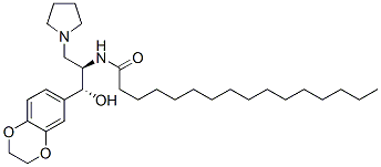 Hexadecanamide, N-[(1R,2R)-2-(2,3-dihydro-1,4-benzodioxin-6-yl)-2-hydroxy-1-(1-pyrrolidinylmethyl)ethyl]- Structure,245329-78-6Structure