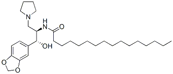 Hexadecanamide, N-[(1R,2R)-2-(1,3-benzodioxol-5-yl)-2-hydroxy-1-(1-pyrrolidinylmethyl)ethyl]- Structure,245329-80-0Structure