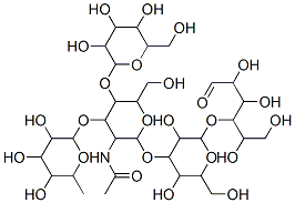 6-Deoxyhexopyranosyl-(1->3)-[hexopyranosyl-(1->4)]-2-acetamido-2-deoxyhexopyranosyl-(1->3)hexopyranosyl-(1->4)hexose Structure,25541-09-7Structure