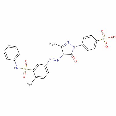 Benzenesulfonic acid, 4-[4,5-dihydro-3-methyl-4-[[4-methyl-3-[(phenylamino)sulfonyl]phenyl]azo]-5-oxo-1h-pyrazol-1-yl]- Structure,25739-67-7Structure