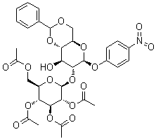 4-Nitrophenyl 2-o-(2,3,4,6-tetra-o-acetyl-β-d-glucopyranosyl)-4,6-o-benzylidene-β-d-glucopyranoside Structure,26255-68-5Structure