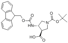 (3R,4s)-1-boc-4-fmoc-amino-3-pyrrolidinecarboxylic acid Structure,267230-44-4Structure