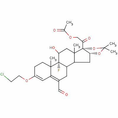 (11B,16a)-21-(acetyloxy)-3-(2-chloroethoxy)-9-fluoro-11-hydroxy-16,17-[(1-methylethylidene)bis(oxy)]-20-oxo-pregna-3,5-diene-6-carboxaldehyde Structure,2825-60-7Structure