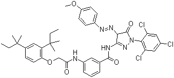 3-[[2-[2,4-Bis(2-methylbutan-2-yl)phenoxy]acetyl]amino]-N-[4,5-dihydro-4-(4-methoxyphenyl)diazenyl-5-oxo-1-(2,4,6-trichlorophenyl)-4H-pyrazol-3-yl]benzamide Structure,28279-36-9Structure