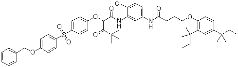 N-(5-((4-(2,4-Bis(1,1-dimethylpropyl)phenoxy)-1-oxobutyl)amino)-2-chlorophenyl)-4,4-dimethyl-3-oxo-2-(4-((4-(phenylmethoxy)phenyl)sulphonyl)phenoxy)valeramide Structure,30744-85-5Structure