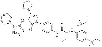 2-(2,4-Bis(1,1-dimethylpropyl)phenoxy)-N-(4-(4,5-dihydro-5-oxo-4-((1-phenyl-1H-tetrazol-5-yl)thio)-3-(1-pyrrolidinyl)-1H-pyrazol-1-yl)phenyl)butanamide Structure,30818-18-9Structure